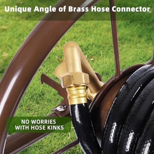 WERMAH Upgrade Hose Reel Cart, Garden Hose Cart 4 Wheels, Holds 300ft 5/8" - Image 4