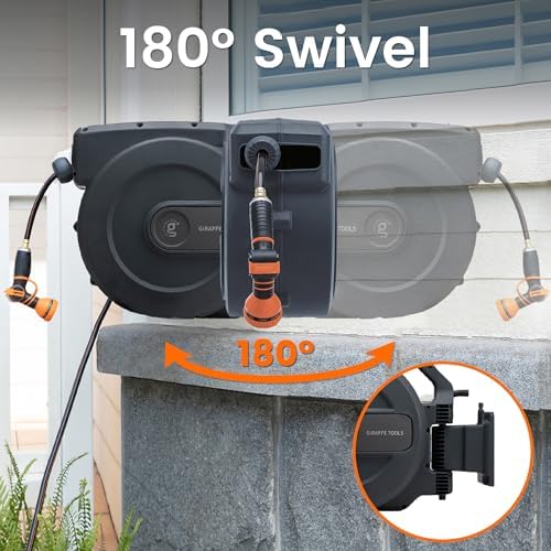Giraffe Tools Retractable Garden Hose Reel 5/8"115FT Wall Mount Auto Rewind - Image 6