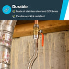 SharkBite Max 1/2 Inch x 3/4 Inch FIP x 18 In. Corrugated Flexible Water Heater Connector, Push to Connect Brass Plumbing Fitting, Stainless Steel, URSS3068FX18BV - Image 5