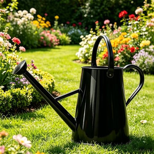 1.5 Gallon Metal Watering Can for Outdoor Plants, Large Watering Can, Black - Image 7