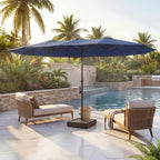 ECACAD 15 ft Extra Large Outdoor Patio Umbrella with Crank & Water Misting Cooling System, Base Included, Rectangular Double-sided Umbrella for Pool Market Garden Backyard by ECACAD
