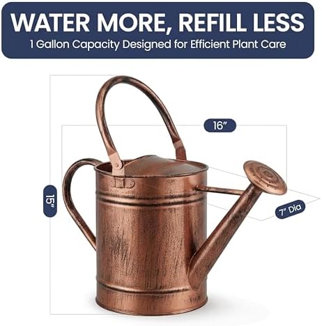 Gardenised 1-Gallon Steel Watering Can with Precision Long Spout for Controlled and Shower Watering Ideal for Indoor & Outdoor Plants Flowers & Houseplants, Copper - Image 2