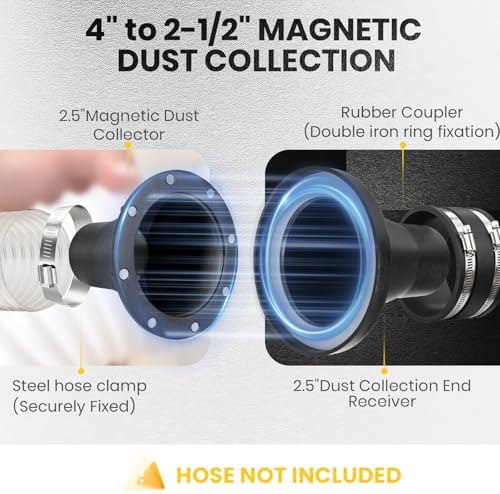 4" & 2-1/2" Magnetic Dust Collection Fittings,8 high-strength magnets,One-to-Many Magnetic Starter Kit,1s connect and disconnect—enabling efficient hose transfer between different machines - Image 6