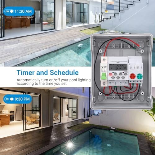 Digital Timer Switch, 32A Programmable Outdoor Distribution Box, IP65 Water Proof Pool Pump Timer, Circuit Breaker for Pool Pump, Water Heater, Landscape Lights, Security Systems - Image 2