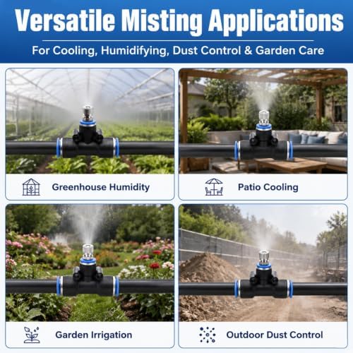 Outdoor Misting Nozzle Kit - Automatic Watering Atomizing Tee System for Garden Cooling, Easy Installation, Adjustable Range (200m-656.2ft) - Image 6