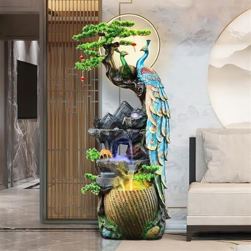 Garden Water Fountain Water Fountain Decor, Peacock with LED Glass Color Changing Globe, for Home/Office, Living Room Decorative Fountains Outdoor Water Fountain for Garden(Medium) - Image 6