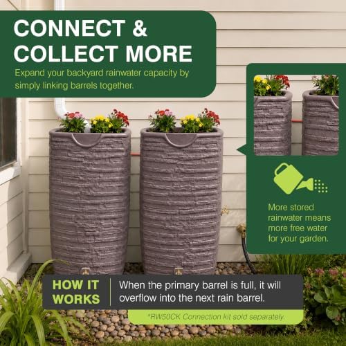 Good Ideas Impressions Riverwalk Rain Water Collection Barrel, 50 Gallon - Image 4