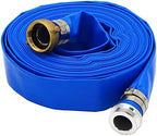 DAVCO 1" ID x 25 ft Pool Backwash Hose, Heavy Duty Reinforced Blue PVC Lay Flat Water Discharge Pump Hoses For Swimming Drain Pools and Clean Filters, With Aluminum Pin Lug Fittings by DAVCO