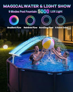Pool Fountain for Above Ground Pools with 10-Color Lights, 360° Adjustable Water Sprinkler Dual High-Pressure Spray - Image 3
