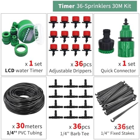 Garden Supplies 50M-5M DIY Drip Irrigation System Automatic Watering Garden Hose Micro Drip Watering Kits with Adjustable Drippers Nozzle(KIT003-30M) - Image 2