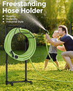 LAND·VOI Freestanding Garden Water Hose Storage Holder Stand for Outside, 160-Ft Hose Heavy Duty Metal Hanger Reel Organizer Outdoor Yard Lawn, Standing Keeper Rack with Ground Stake, Black GHH02B - Image 6