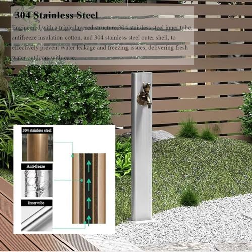 Freestanding Vertical Garden Water Faucet - Anti-Freeze Hose Holder with Lockable Tap for Lawn, Patio, Villa, and Courtyard Irrigation & Washing, Fountain Feature - Image 3