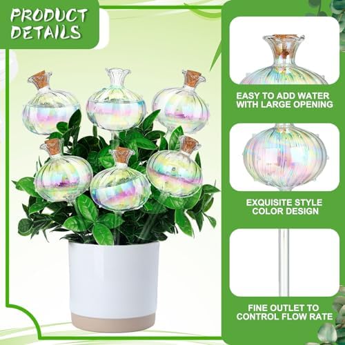 Yungyan 6 Pcs Glass Plant Watering Globes, Rainbow Color, 9.84 Inch - Image 4