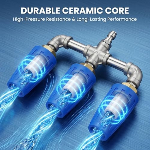 Sakerplus Dual Triple Turbo Nozzle Pressure Washer,1/4 Inch Quick Connect Rotating Power Washer Nozzle, Stainless Steel and Brass, Max 4000 PSI for Driveways Patios Decks (Triple Turbo Nozzle) - Image 6