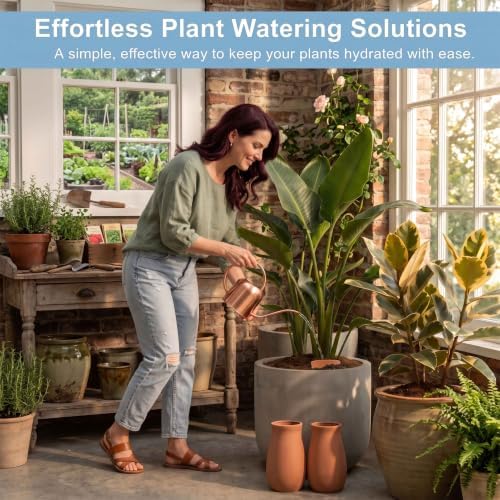 Set of 2 Large Self Watering Terracotta Pots with Lids, 44oz - Image 3