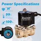 Waterproof Brass Electric Solenoid Valve 3/4" 12V DC Brass Normally Closed - Compatible with Water, Air, Diesel, Gas - Replaceable VITON Seal - Compact Direct Acting - Image 2
