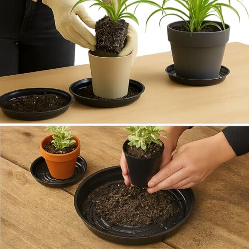 30 Packs 10/12/14 Inches Large Plant Saucers for Indoor Outdoor Use Heavy Duty Plastic Plant Plate Dish for Planter Bulk Round Flower Pot Drip Trays to Catch Water 4 to 20 Inch, Black - Image 7