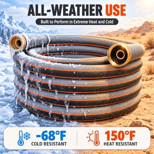 100FT Garden Hose, 1/2" Non-Expandable Lightweight Hybrid Water Hose with Solid Brass Fittings, Flexible & Tangle Resistant Hose, Leak Resistant for Backyard, Garden, Car Washing and Outdoor Use - Image 5