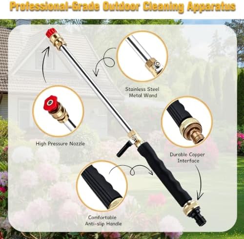 Garden Hose Nozzle High Pressure Washer, Jet Wand with 3 Nozzles (Linear/Columnar/Fan) for Car, Patio & Garden – Garden Hose Easy-Connect High Pressure Washer - Image 4