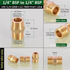 Hose Connector 6pcs Brass Pipe Hex Nipple Fitting 1/8" 1/4" 3/8" 1/2" 3/4" 1" BSP Male Thread Quick Adapter Coupler Connector for Garden Fitting(1l4 to 1l4) - Image 2