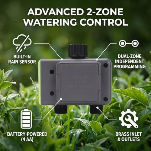 2 Zone Sprinkler Timer with Rain Sensor for Garden Hose - Image 4