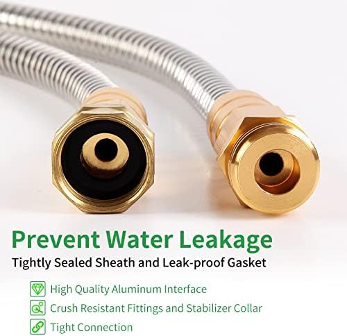 304 Stainless Steel Garden Hose, 100 ft Metal Garden Hose with 3/4" Connector Fittings and Sprayer, Heavy Duty Kink Free Flexible Outdoor Water Hose, Green - Image 4