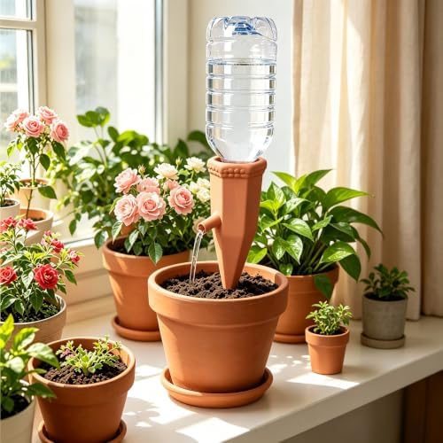 Terracotta Self Watering Spikes, 8 Pack Waterer Stakes - Image 5