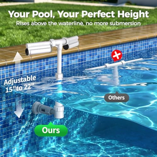 Pool Fountain 7-Color 4 Modes LED Lights for Above/Inground Pools, Dual Sprayer Sprinkler Waterfall Cool 20℉, Pool Lights w/Remote, Adjustable Height 16-22", Pool Accessories,Outdoor Decor(Gray) - Image 5