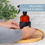 Cornucopia Brands 16oz Amber PLASTIC Spray Bottles w/Heavy Duty Mist & Stream Sprayers & Chalkboard Labels (6-pack); PET #1 Plastic Bottles, BPA-Free - Image 3