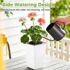 Self Watering Pots for Indoor Plants, 2 Pack Flower Pots Self Watering Planter 10.7" x 6.9" Plastic Pots African Violet Wick and Grow Pots Tall Orchid pots Square Large Plant Pots, White - Image 6