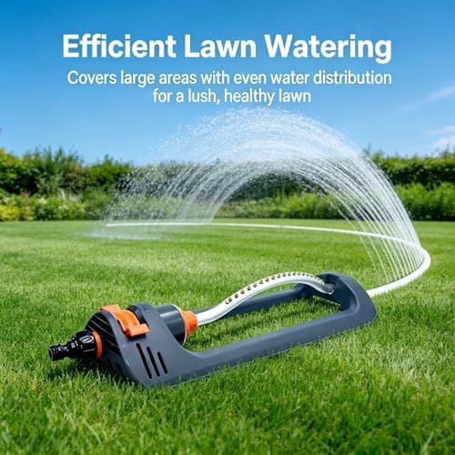 360° Oscillating Lawn Sprinkler, Auto Rotating Garden Watering for Yard, Lawn, Vegetable & Patio(20m) - Image 3