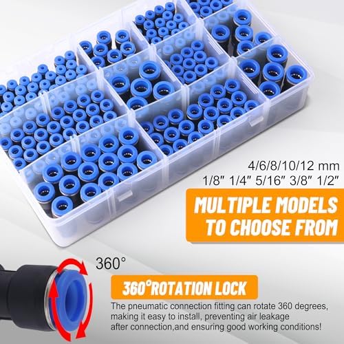200PCS Pneumatic Push to Connect Air Fittings Straight Union Kit - Image 3