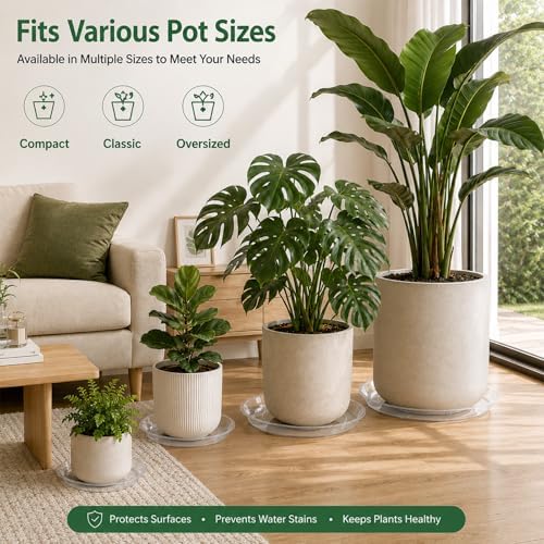 4 Pack 16 17 18 19 20 21 22 Inch Clear Plastic Plant Saucers for Indoors, Durable Plant Trays for Pots and Plant Water Catcher Tray with No Holes, Reusable Plastic Tray for Plant (18''-4Pack) - Image 5