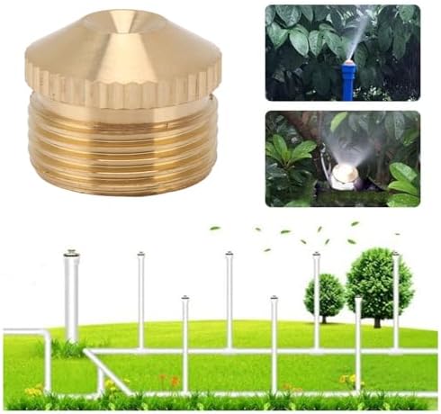 10Pcs Brass Mist Nozzle, Fine Spray Sprinkler Head for Misting Cooling System, Heavy Duty Patio Misters for Cooling Outdoor Garden Lawn Greenhouse (G3/4in 10.4CM) - Image 2