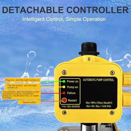 1HP 18gpm Shallow Well 110V Booster Pump Portable Garden Pond Water Transfer Pump Electric Yard Pool Cover Draining Pump Above Ground Irrigation Pump (J100-electronic switch) - Image 2