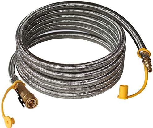 12 Ft Braided RV Propane Quick Connect Extension Hose 1/4 Inch Fittings by DOZYANT