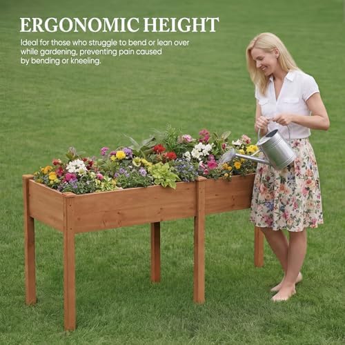 DUMOS 72x23x30 Inch Raised Garden Bed, Elevated Wood Planter Box with Legs - Image 4