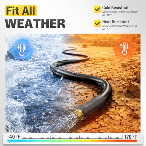 Heavy Duty Garden Hose 25ft, 5/8" Rubber Hose Durable 4 Layer Construction - Image 6