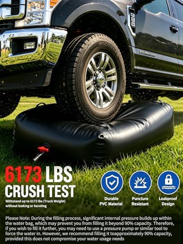 264 Gallon Water Bladder Tank, 2000D PVC Portable Water Storage Bag Black - Image 3