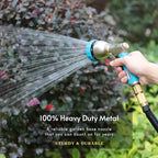 HOSUN Garden Hose Nozzle Sprayer Heavy Duty, 100% Metal Water Hose Nozzle with 8 Spray Patterns, High Pressure Hose Spray Nozzle with Non-Slip Grip for Watering Plant & Lawn, Washing Car & Pet, Blue - Image 2
