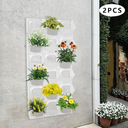 36 Pots Vertical Garden Planter Self Watering Vertical Wall Planter Wall-Mounted Stackable Hanging Planters for Indoor/Outdoor (White) - Image 2
