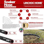 Soaker Hose 100FT 5/8 Inch with Solid Brass Connectors & Garden Stakes Kit, High Capacity Irrigation System for Large Gardens - Image 2