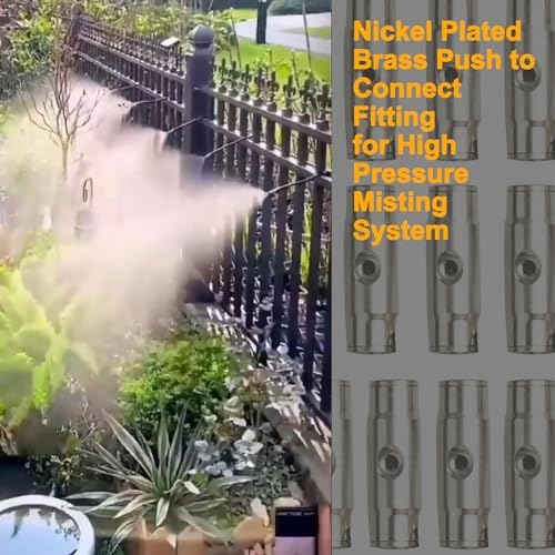 25pcs Nickel Plated Brass Push to Connect Fitting For High Pressure Up to1740 psi Misting System, Misting Coupling Slip Lock (One Hole), 3/8" Tube OD,Straight Union - Image 4