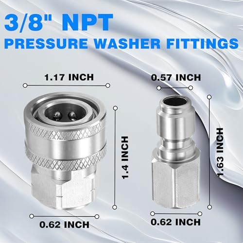3/8 Inch NPT Pressure Washer Adapter Set, Quick Connector 12-Piece - Image 2