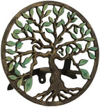 Zeckos Garden Hose Holder Tree of Life 12 Inch Cast Iron Green Bronze by Zeckos