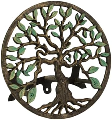 Zeckos Garden Hose Holder Tree of Life 12 Inch Cast Iron Green Bronze by Zeckos