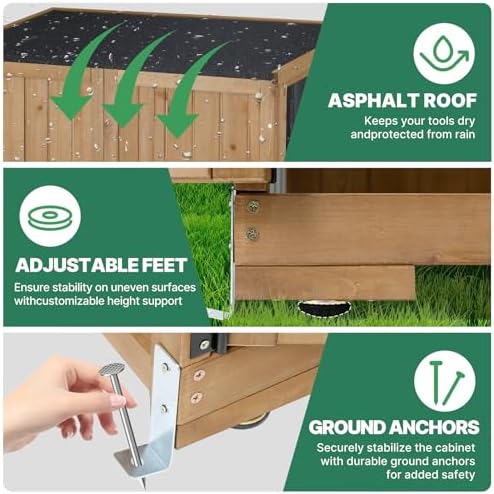 Ketive Outdoor Storage Cabinet, Tall Tool Garden Cabinet - Image 5