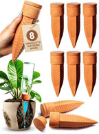 8pc Olla Watering Spikes For Plant Watering With Lids - Automatic Terracotta Self Watering Spikes For Indoor Plants & Outdoor - Terracotta Watering Spikes For 8" Pots Or Larger Water Plants While Away by GARDENBRO