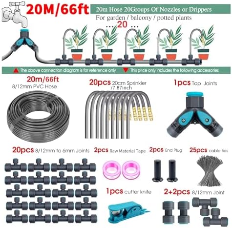 Flexible Brass Adjustable Spray Kit Gray 3/8"PE Hose Quick Connect Fogging Cooling Dedusting Watering System for Garden(20m Kit) - Image 2