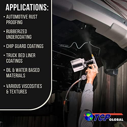 TCP Global Air Undercoating Spray Gun with Gauge, Suction Feed Cup - Image 4